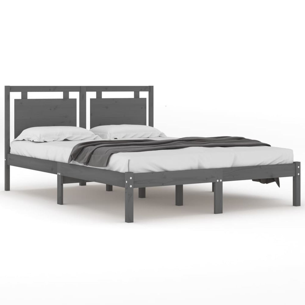 vidaXL Solid Wood Bed Grey 200x200 cm
