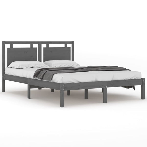 vidaXL Solid Wood Bed Grey 200x200 cm