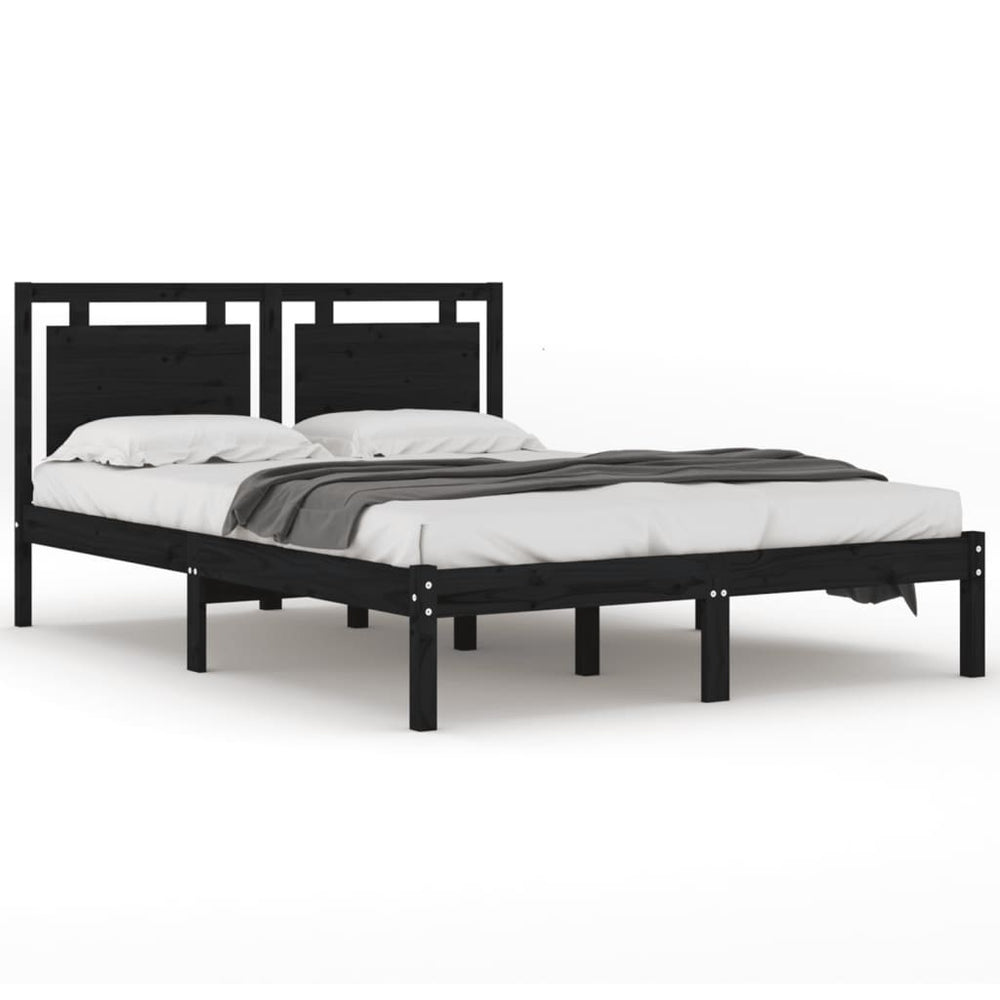 vidaXL Solid Wood Bed Black 200x200 cm