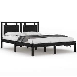 vidaXL Solid Wood Bed Black 200x200 cm