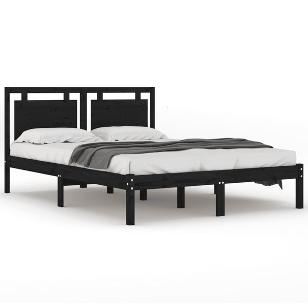 vidaXL Solid Wood Bed Black 200x200 cm
