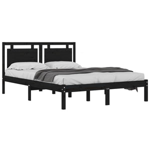 vidaXL Solid Wood Bed Black 200x200 cm