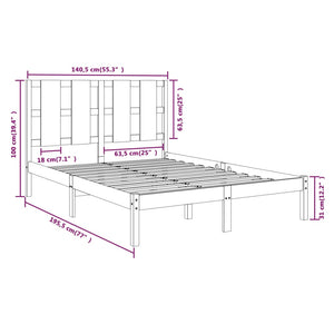 vidaXL Solid Wood Bed 135x190 cm