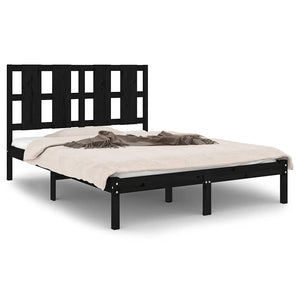 vidaXL Solid Wood Bed Black Pine 140x190 cm