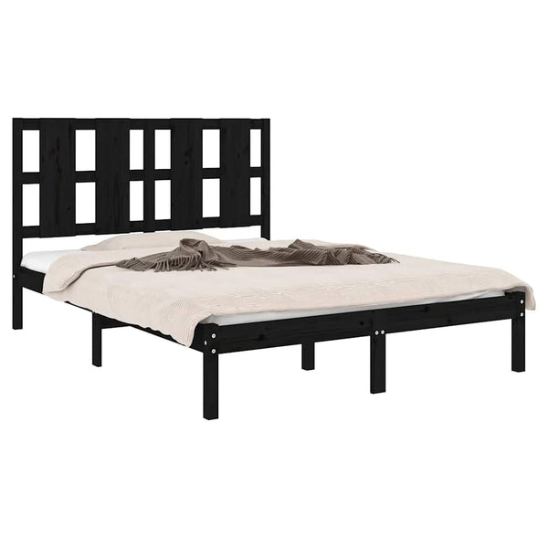 vidaXL Solid Wood Bed Black Pine 140x190 cm
