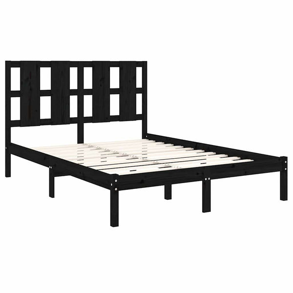 vidaXL Solid Wood Bed Black Pine 140x190 cm