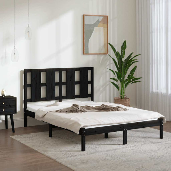 vidaXL Solid Wood Bed Black Pine 140x190 cm