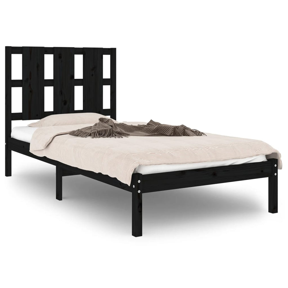 vidaXL Solid Pine Bed Black 100x200 cm
