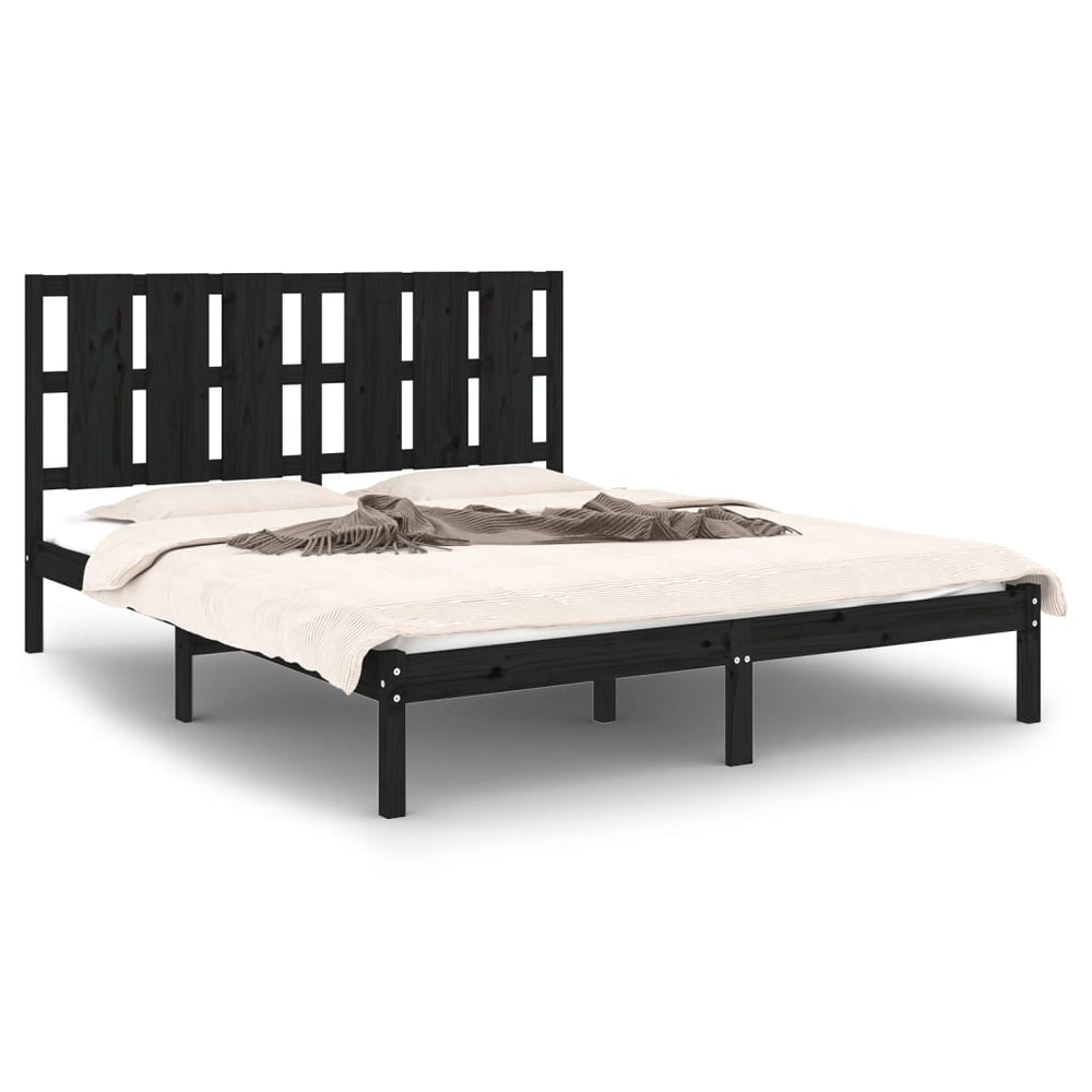 vidaXL Solid Wood Bed Black 150x200 cm