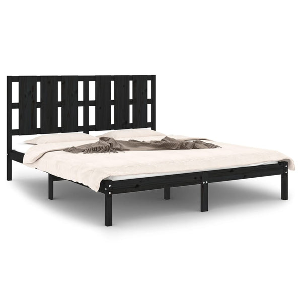 vidaXL Solid Wood Bed Black 150x200 cm