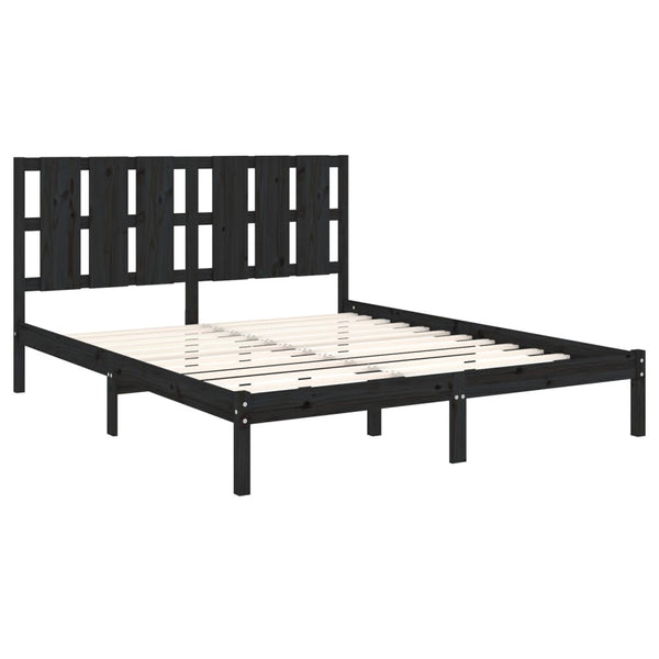 vidaXL Solid Wood Bed Black 150x200 cm