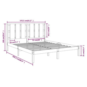 vidaXL Solid Wood Bed Black 150x200 cm