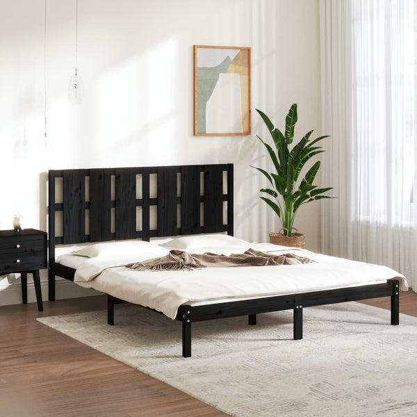 vidaXL Solid Wood Bed Black 150x200 cm