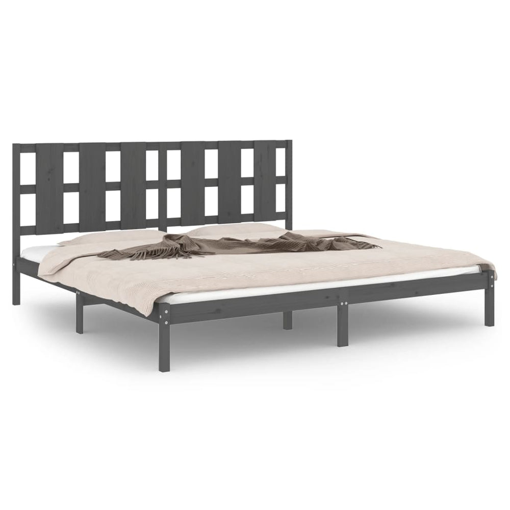 vidaXL Solid Wood Bed Grey Pine 200x200 cm