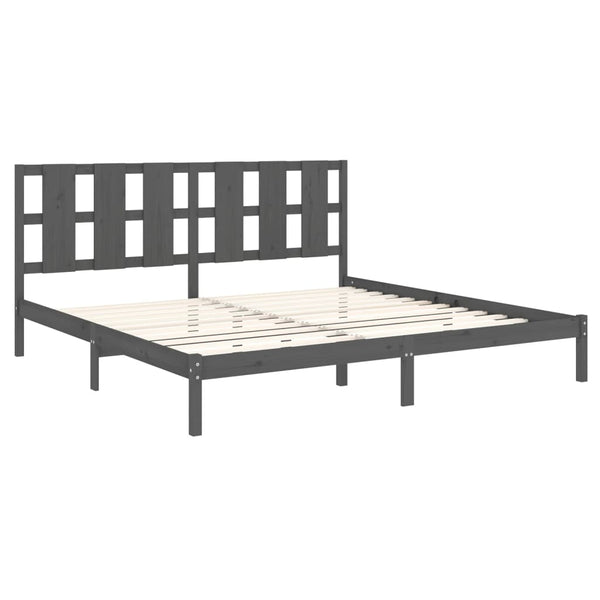 vidaXL Solid Wood Bed Grey Pine 200x200 cm