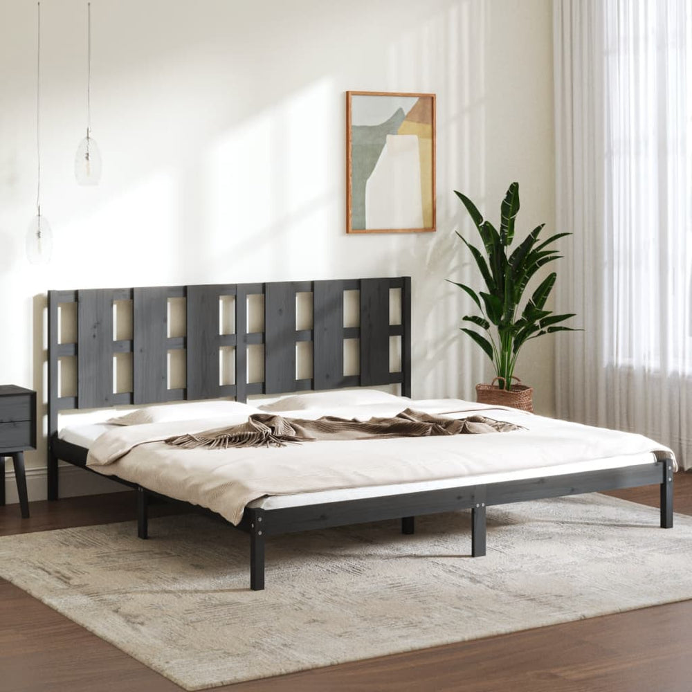 vidaXL Solid Wood Bed Grey Pine 200x200 cm