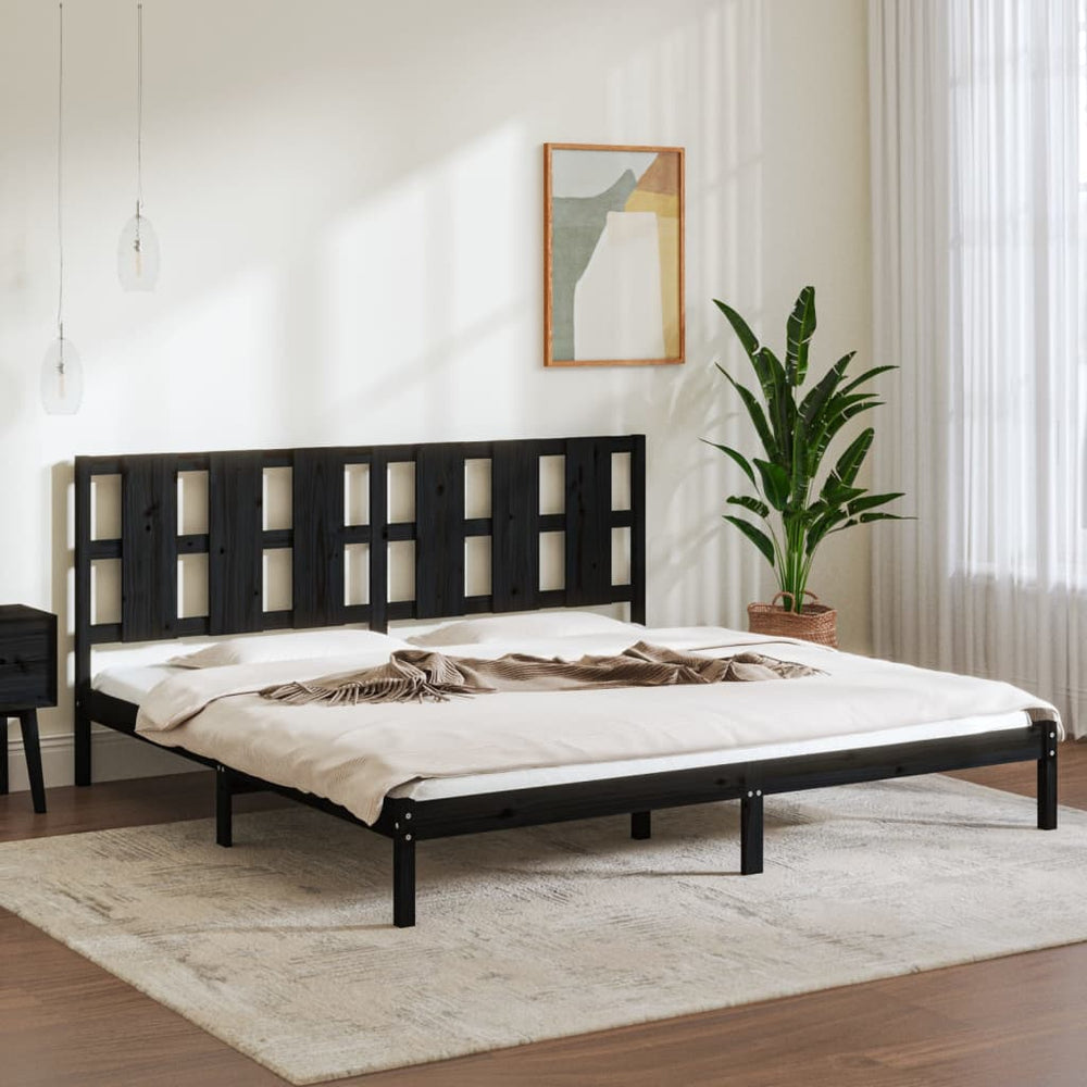 vidaXL Solid Wood Bed Black Pine 200x200 cm