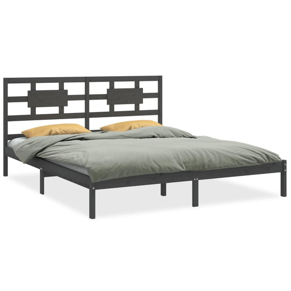 vidaXL Solid Wood Bed Grey 200x200 cm