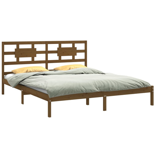 vidaXL Solid Wood Bed Honey Brown 200x200 cm