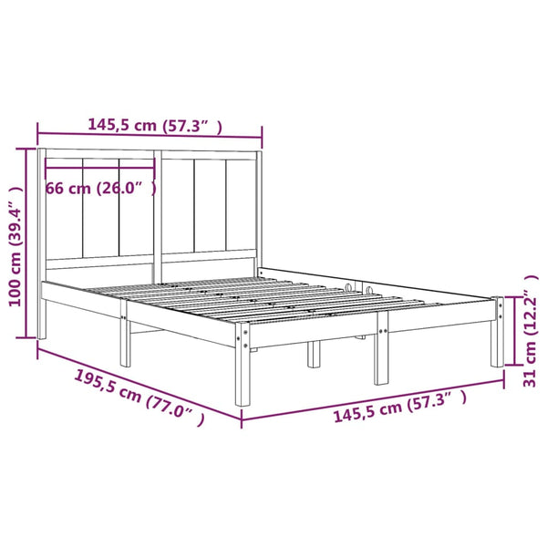 vidaXL Solid Wood Bed Frame without Mattress 140x190 cm Pine Wood