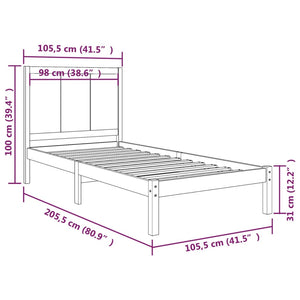 vidaXL Solid Wood Bed Frame without Mattress 100x200 cm Pine Wood