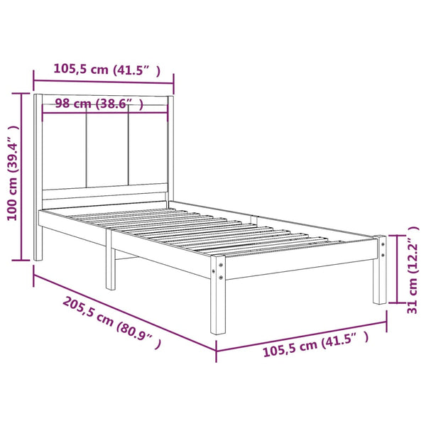 vidaXL Solid Wood Bed Frame without Mattress 100x200 cm Pine Wood