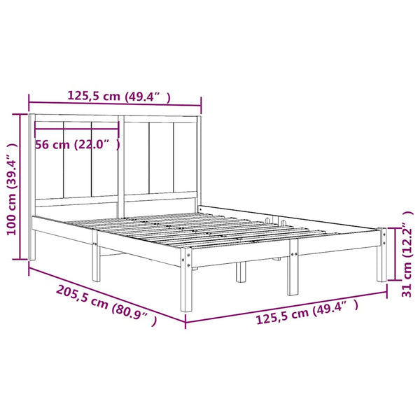 vidaXL Solid Wood Bed Frame without Mattress 120x200 cm Pinewood