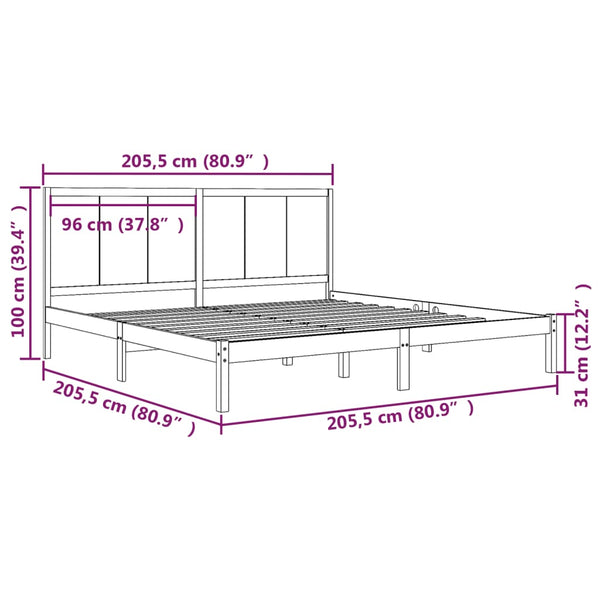 vidaXL Solid Wood Bed Honey Brown Pine 200x200 cm
