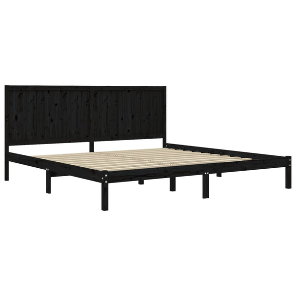 vidaXL Solid Wood Bed Black Pine 200x200 cm