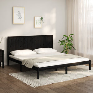 vidaXL Solid Wood Bed Black Pine 200x200 cm