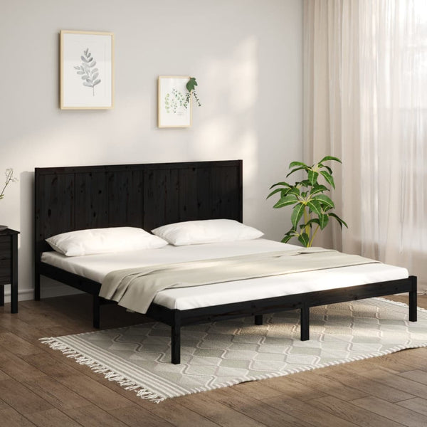 vidaXL Solid Wood Bed Black Pine 200x200 cm