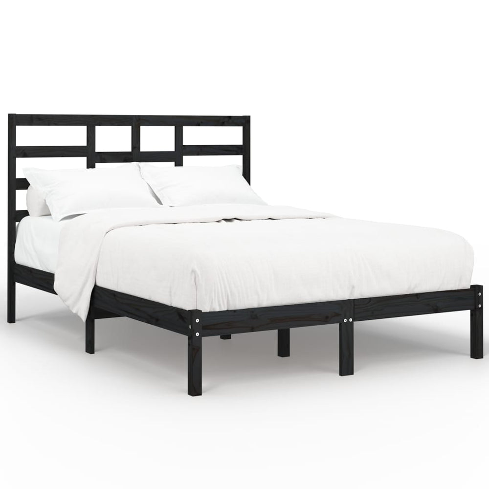 vidaXL Solid Wood Bed Black 140x190 cm