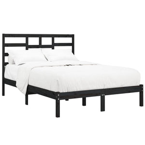 vidaXL Solid Wood Bed Black 140x190 cm