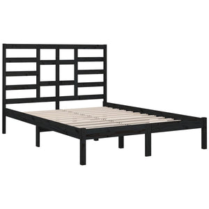 vidaXL Solid Wood Bed Black 140x190 cm