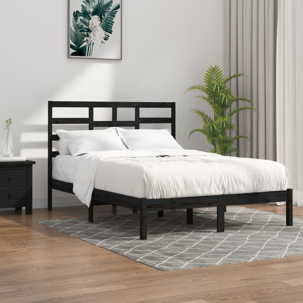 vidaXL Solid Wood Bed Black 140x190 cm