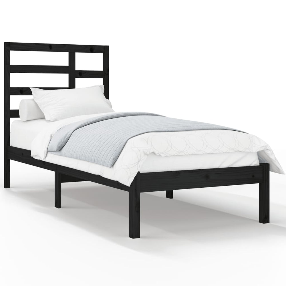 vidaXL Solid Wood Bed Black 100x200 cm