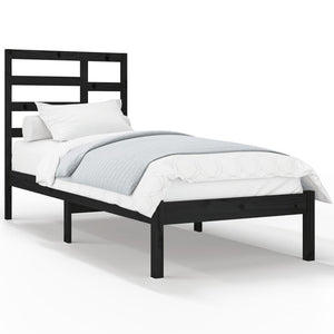vidaXL Solid Wood Bed Black 100x200 cm