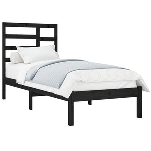 vidaXL Solid Wood Bed Black 100x200 cm