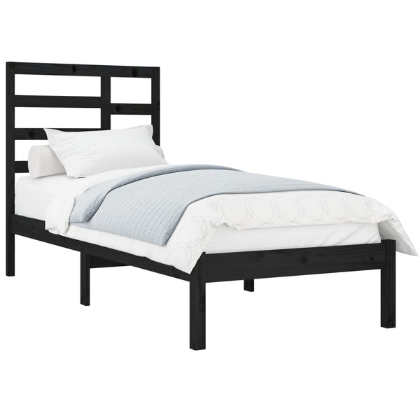 vidaXL Solid Wood Bed Black 100x200 cm