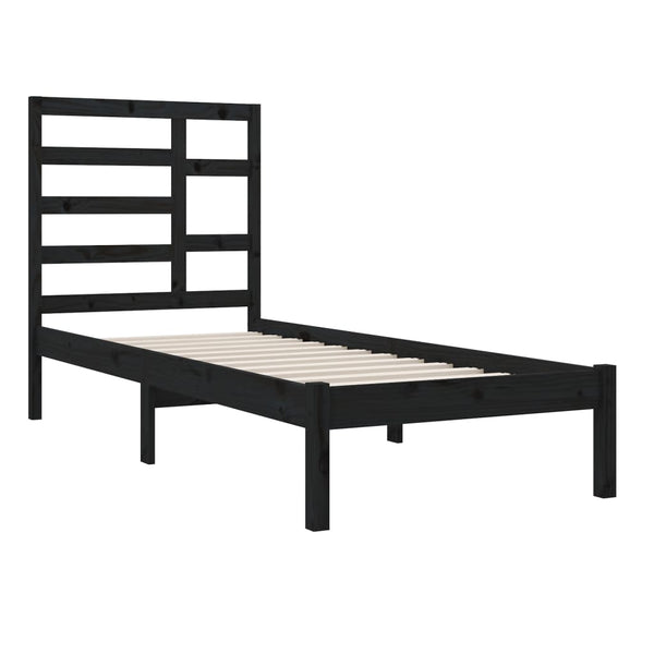 vidaXL Solid Wood Bed Black 100x200 cm