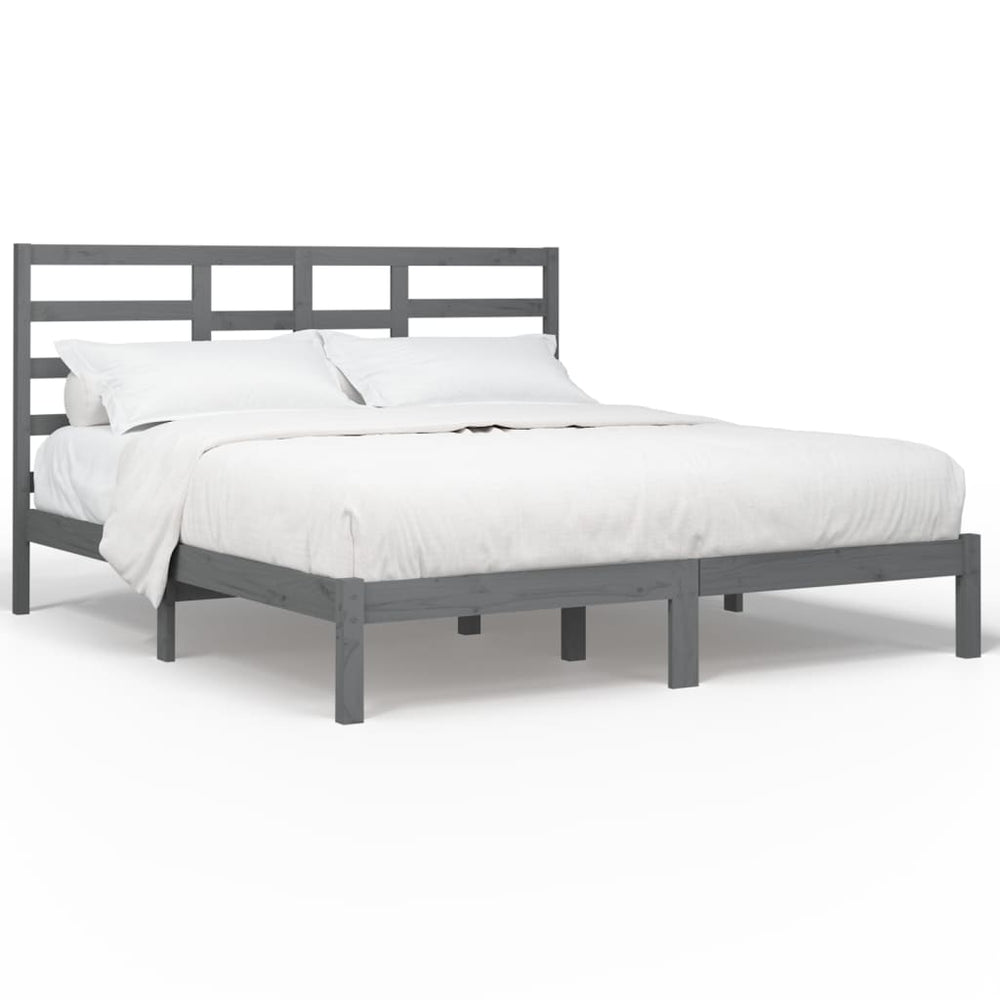 vidaXL Solid Wood Bed Grey 200x200 cm