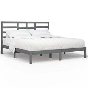 vidaXL Solid Wood Bed Grey 200x200 cm