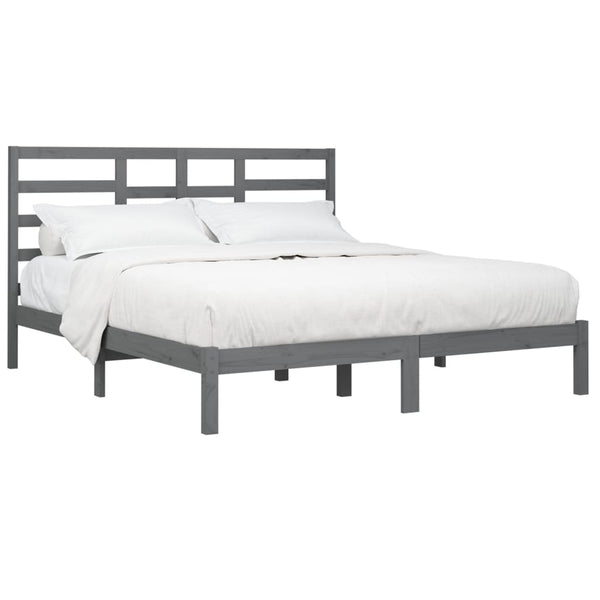 vidaXL Solid Wood Bed Grey 200x200 cm