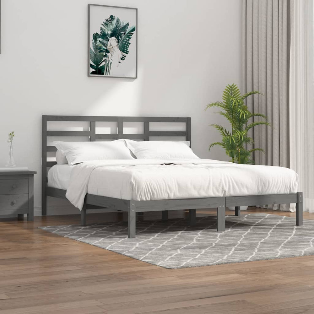 vidaXL Solid Wood Bed Grey 200x200 cm