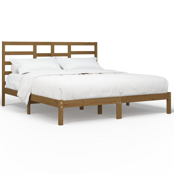 vidaXL Solid Wood Bed Honey Brown 200x200 cm