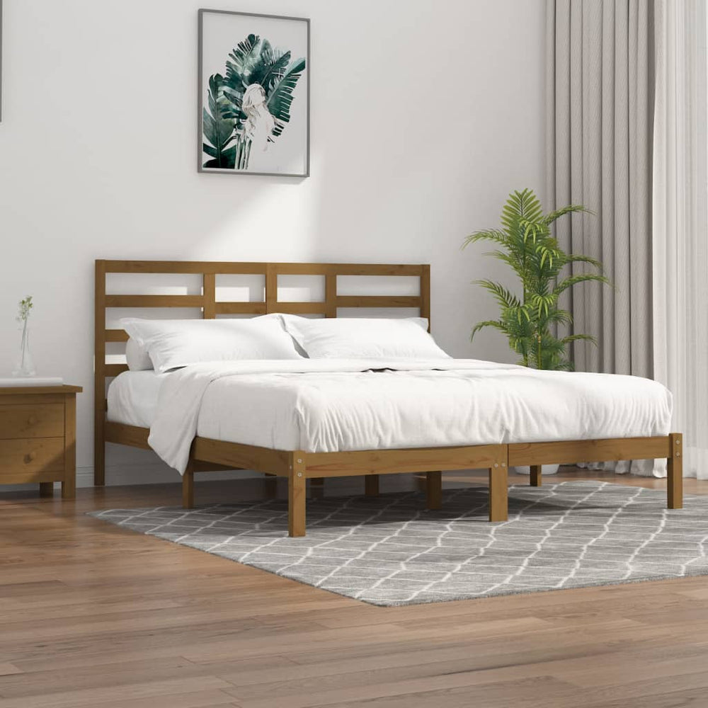 vidaXL Solid Wood Bed Honey Brown 200x200 cm