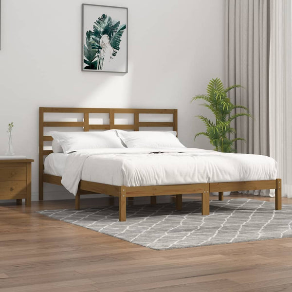 vidaXL Solid Wood Bed Honey Brown 200x200 cm