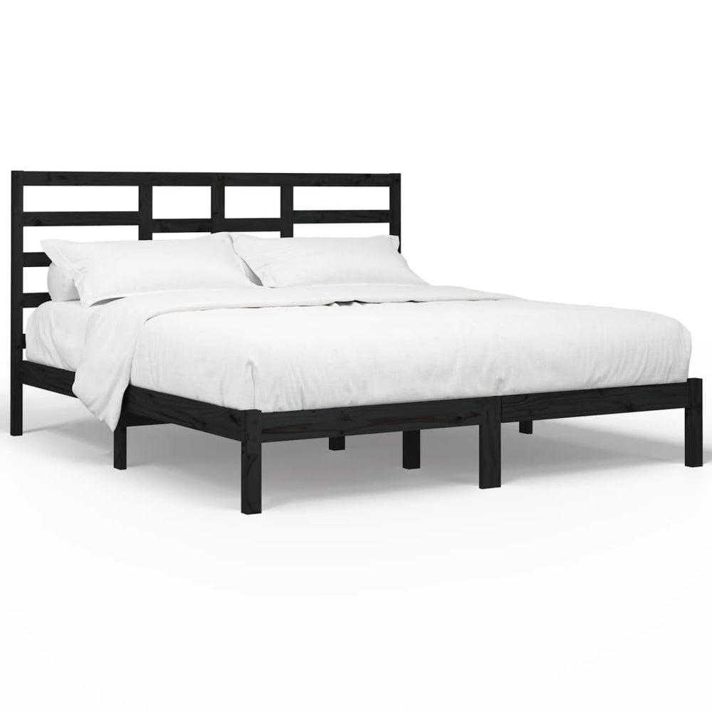 vidaXL Solid Wood Bed Black 200x200 cm