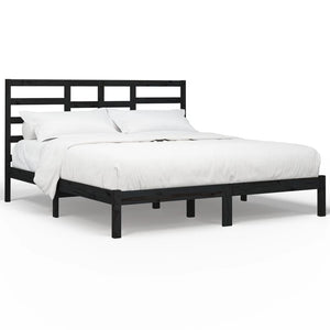 vidaXL Solid Wood Bed Black 200x200 cm