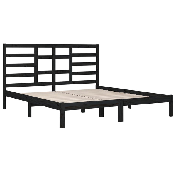 vidaXL Solid Wood Bed Black 200x200 cm